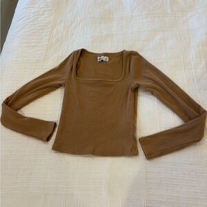 Tight fit, long sleeve, brown, ribbed, Hollister, XS shirt.